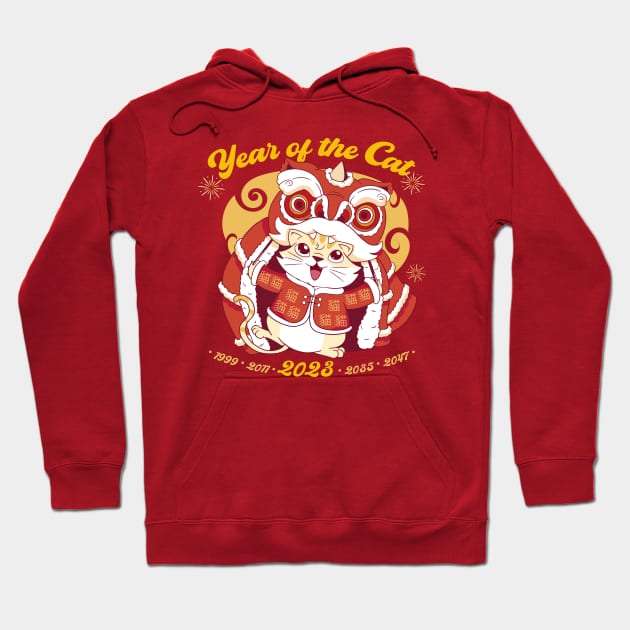The Year of The Cat 2023 Vietnamese New Year Cute Lion Dance Hoodie by Bunny Prince Design